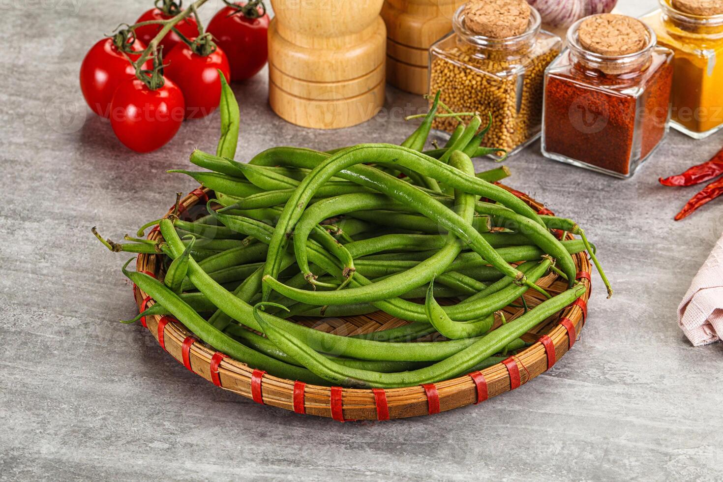 Raw green bean string uncooked photo