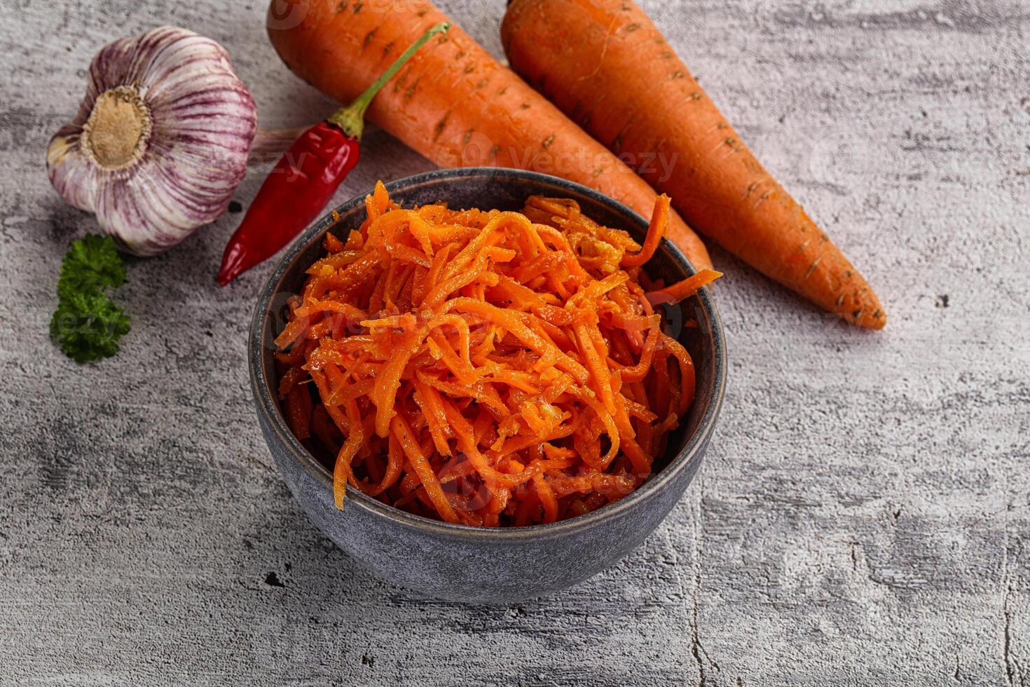 Korean carrot salad in the bowl photo