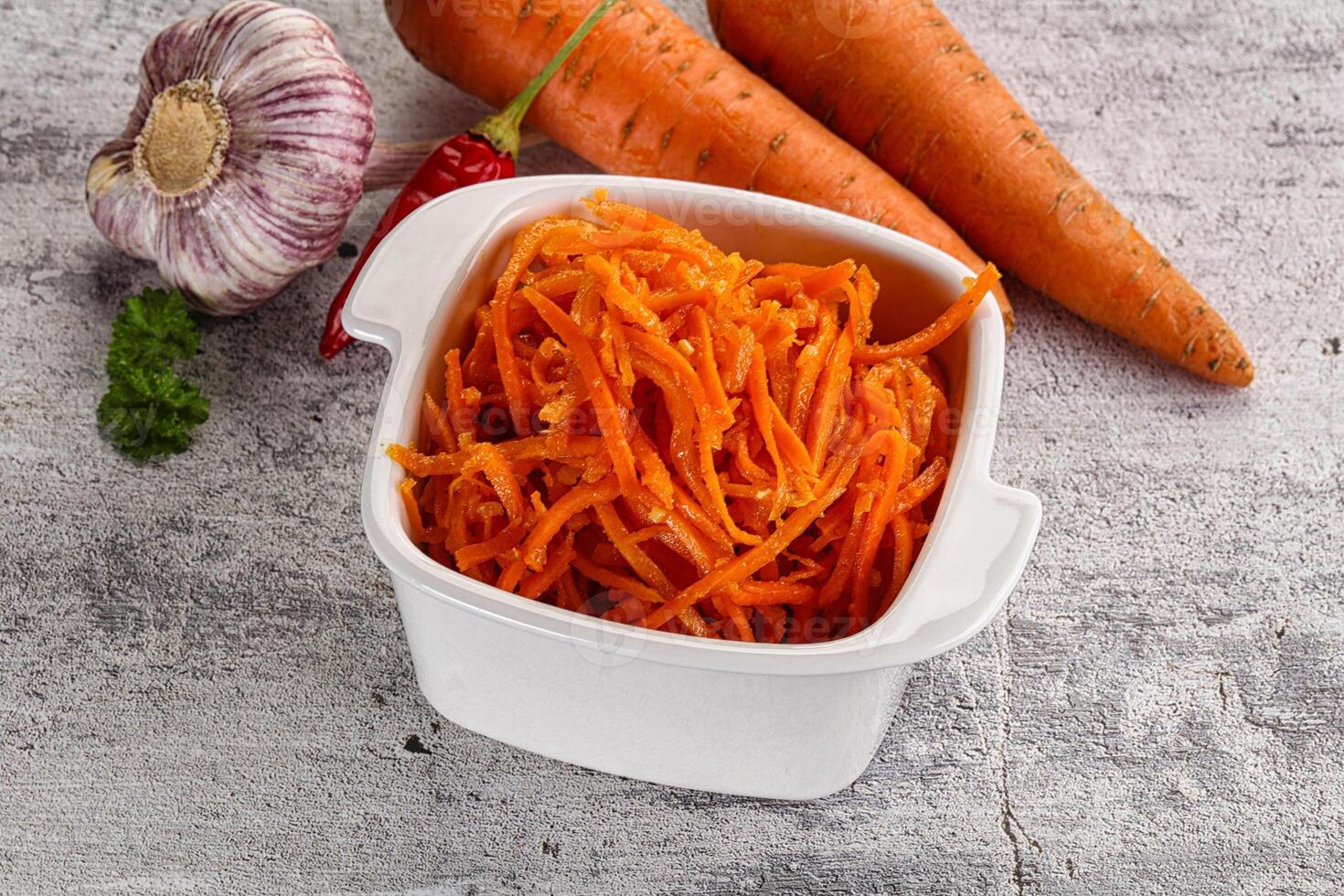 Korean carrot salad in the bowl photo