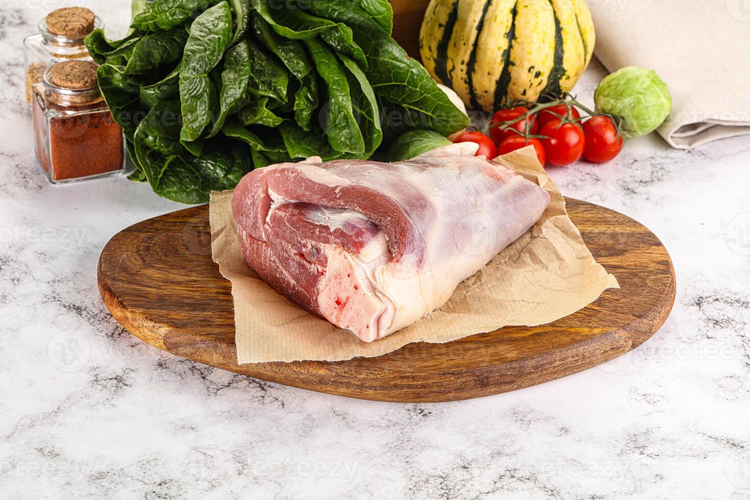 Raw lamb shank for cooking photo