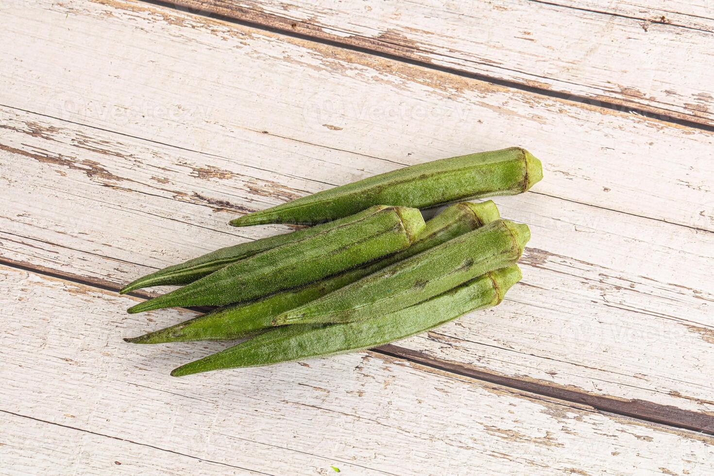 Natural organic raw green okra photo