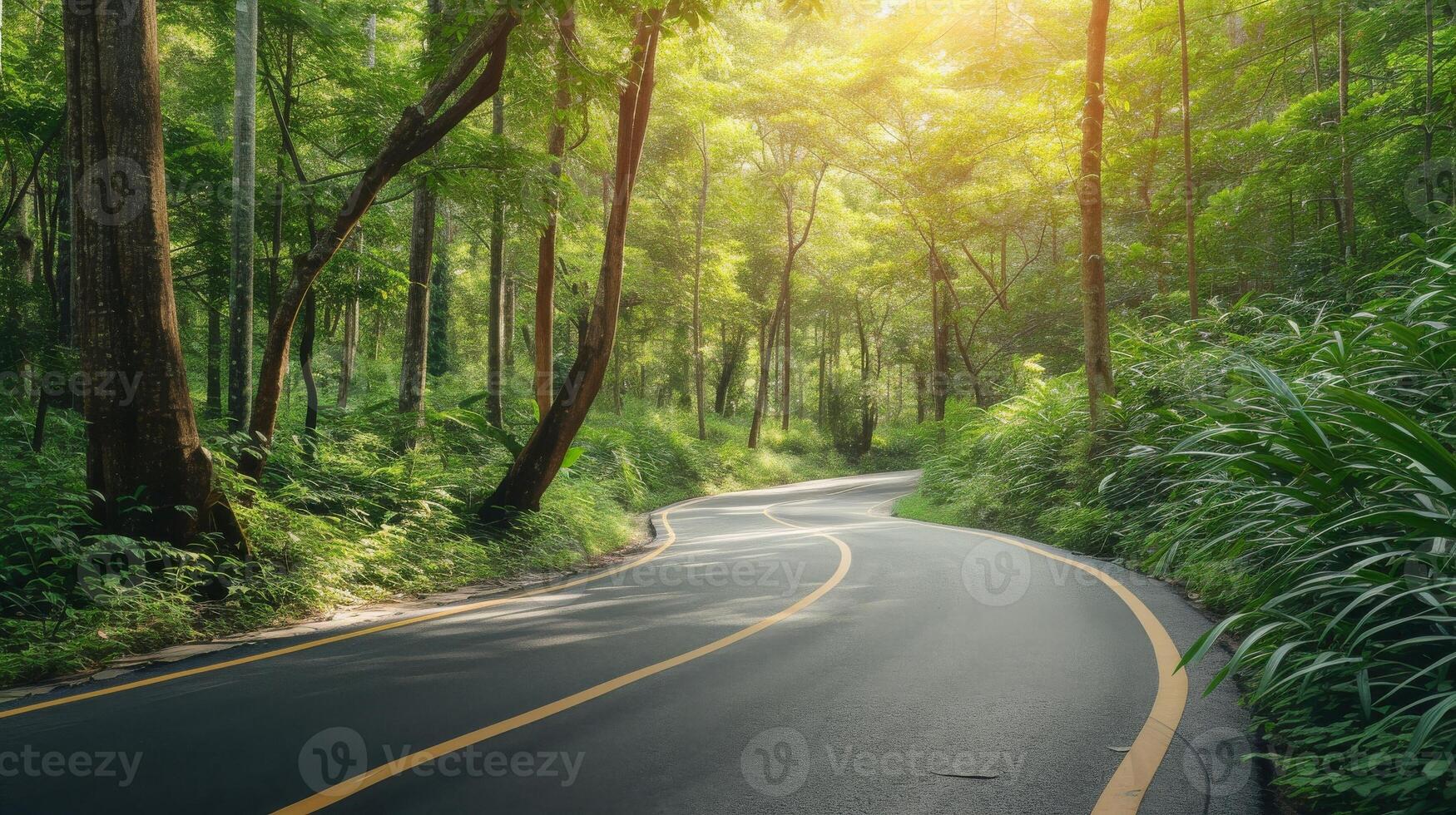 AI generated Empty asphalt road highway background, Generative photo