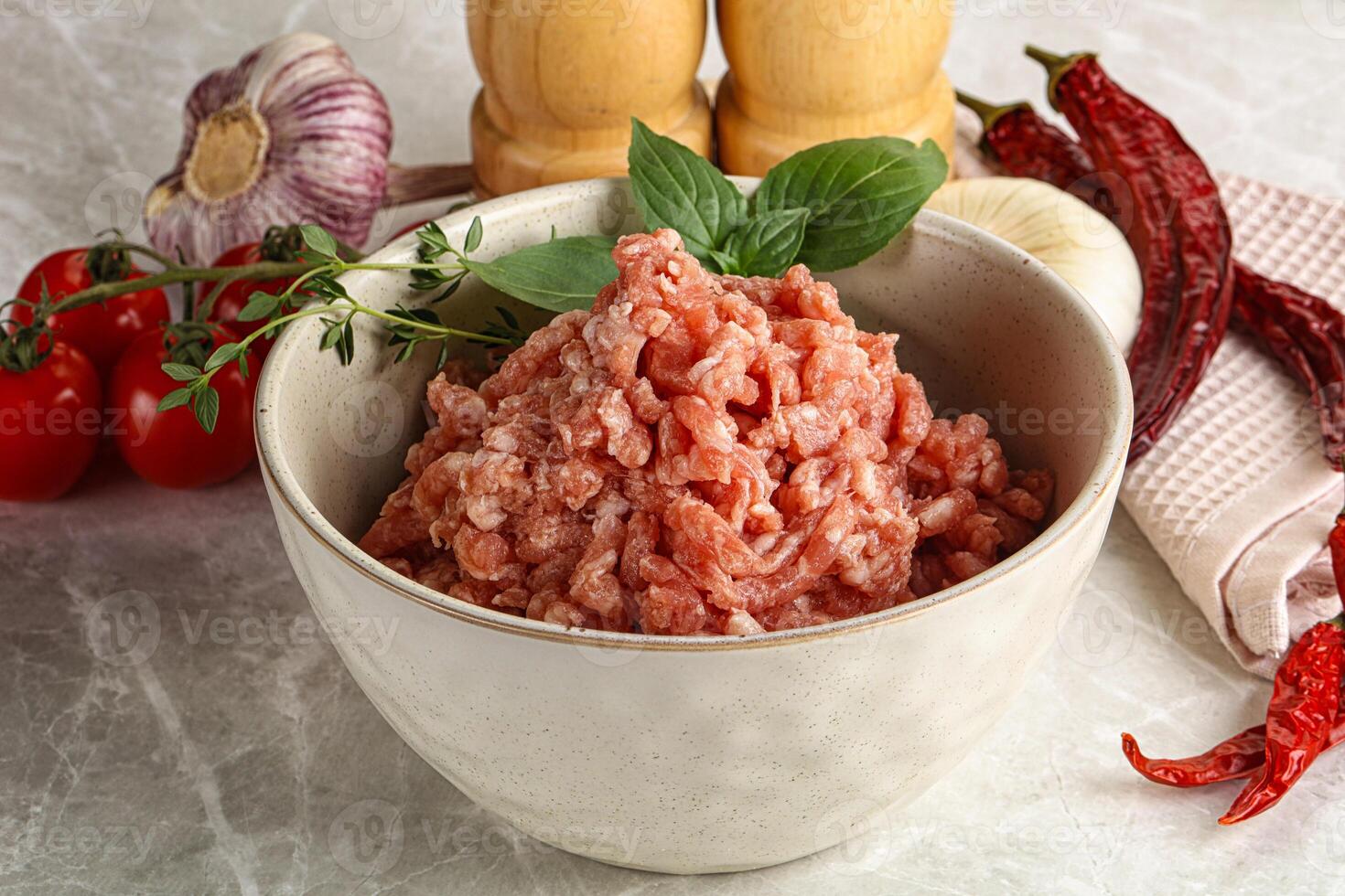 Raw minced pork uncooked meat photo