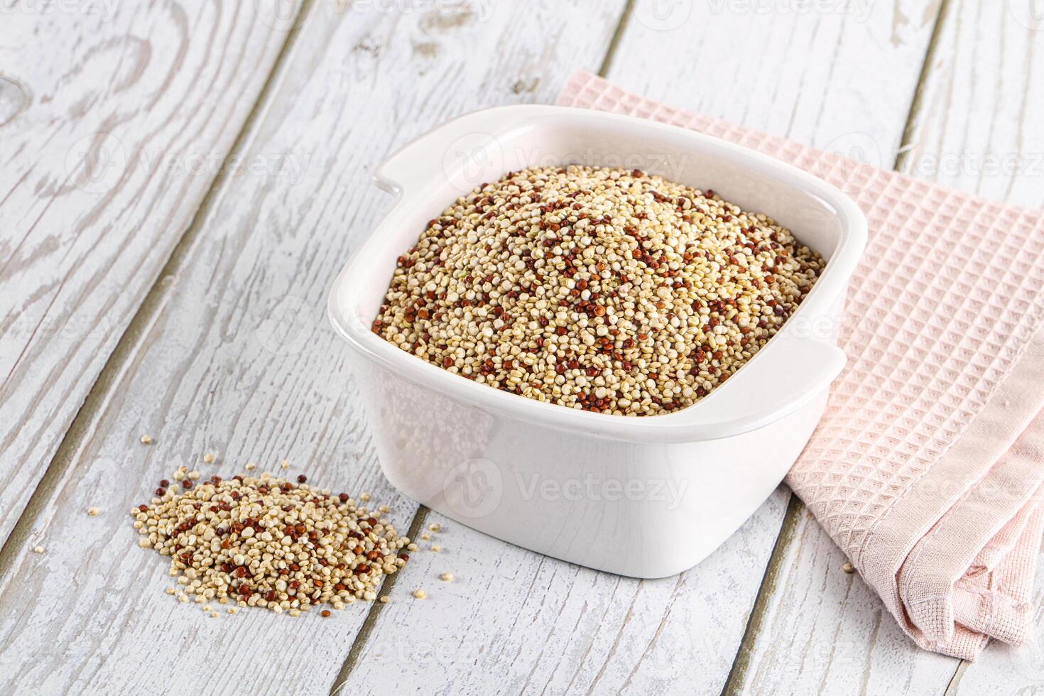 Raw dry quinoa cereal grain photo