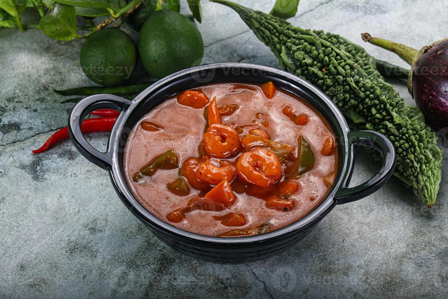 Thai red curry with prawn photo