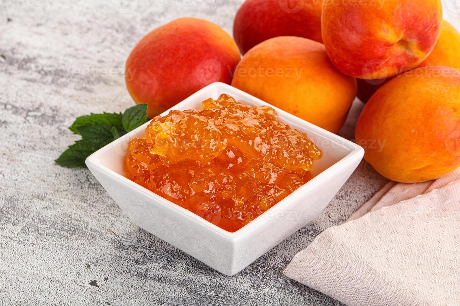 Sweet apricot jam homemade dessert photo