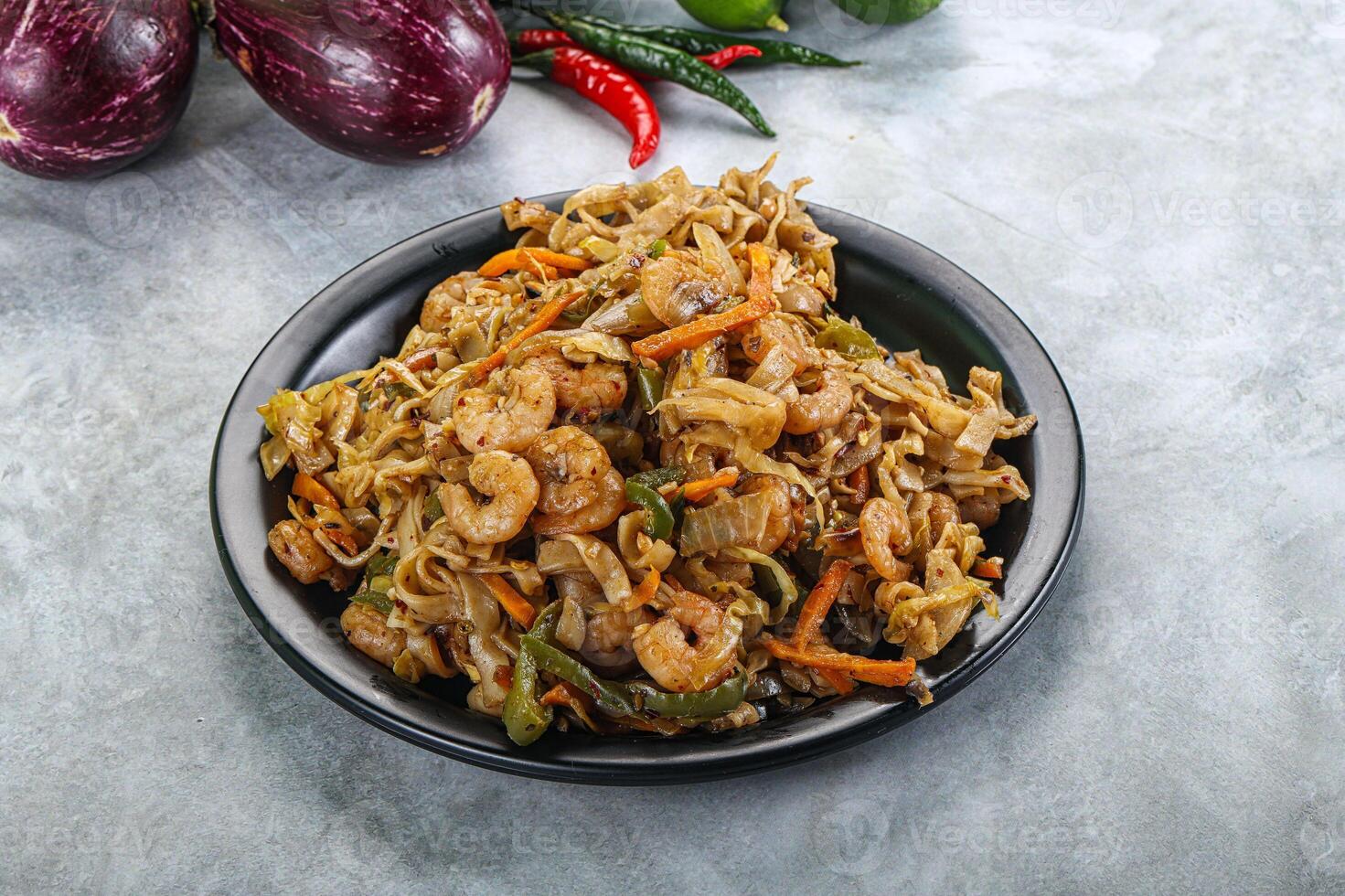 Pad thai - noodle with egg and prawn photo