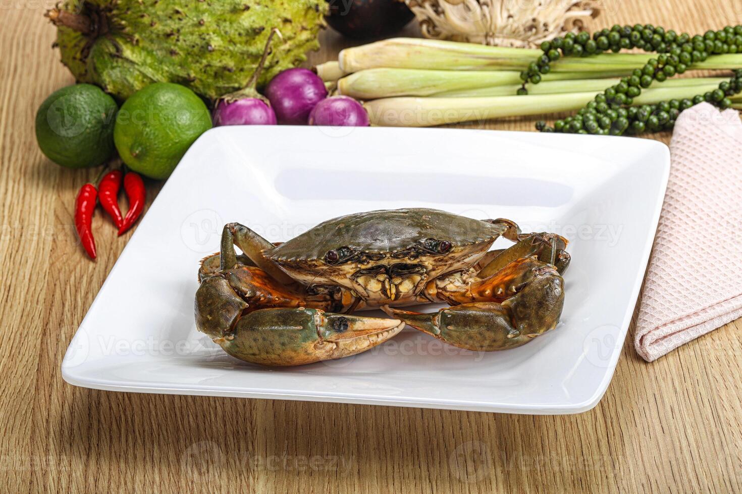 Delicous fresh raw uncooked crab photo
