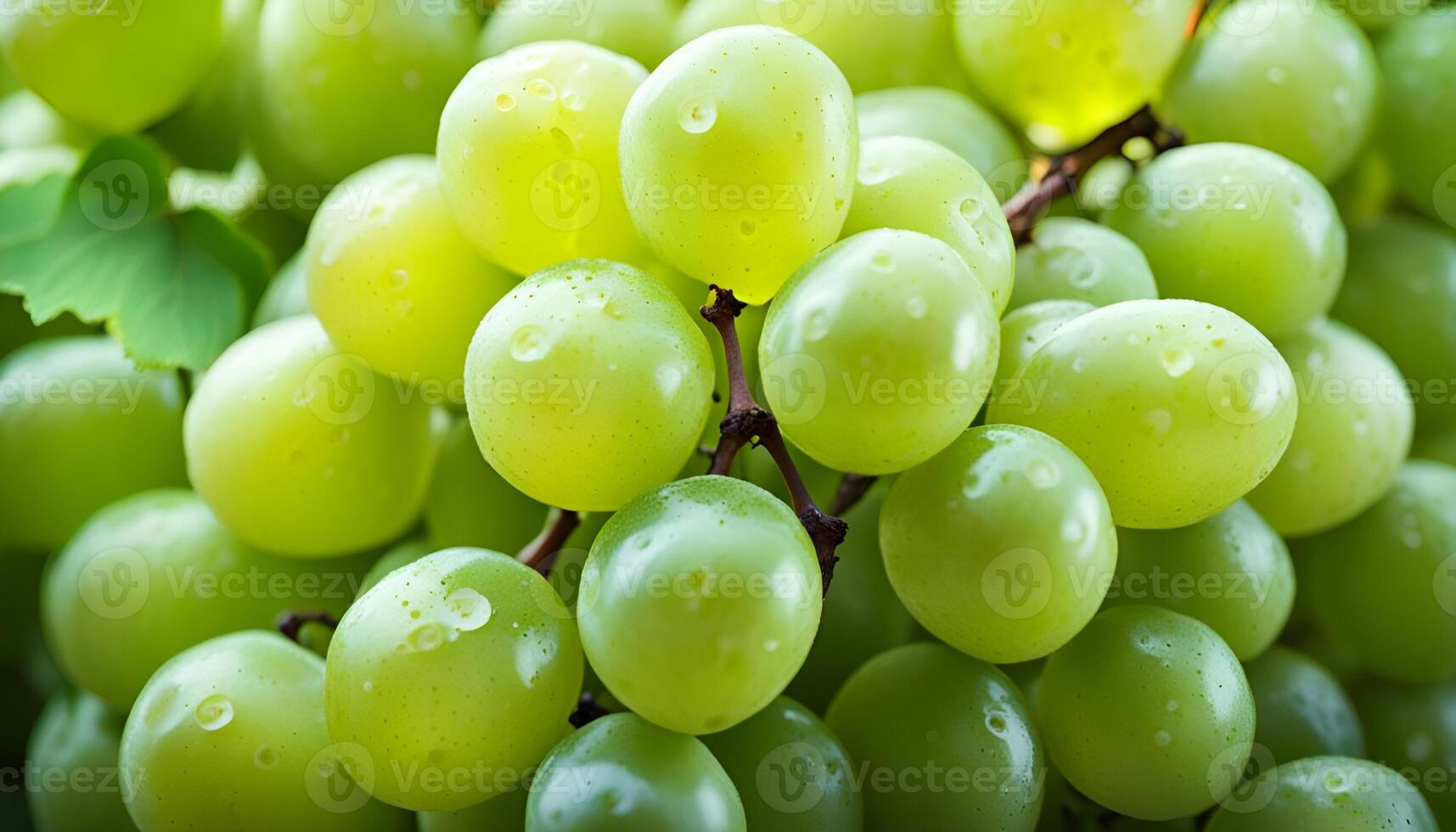 ai generado realista foto de un manojo de verde uvas. Fruta escenario.