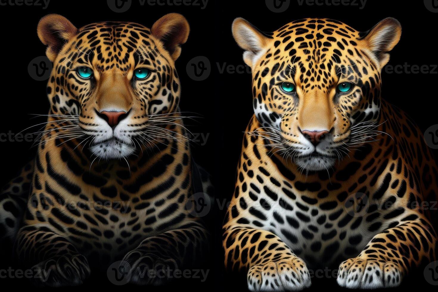 AI generated Close-up portrait of two tiger looking directly at the viewer, Generative AI photo