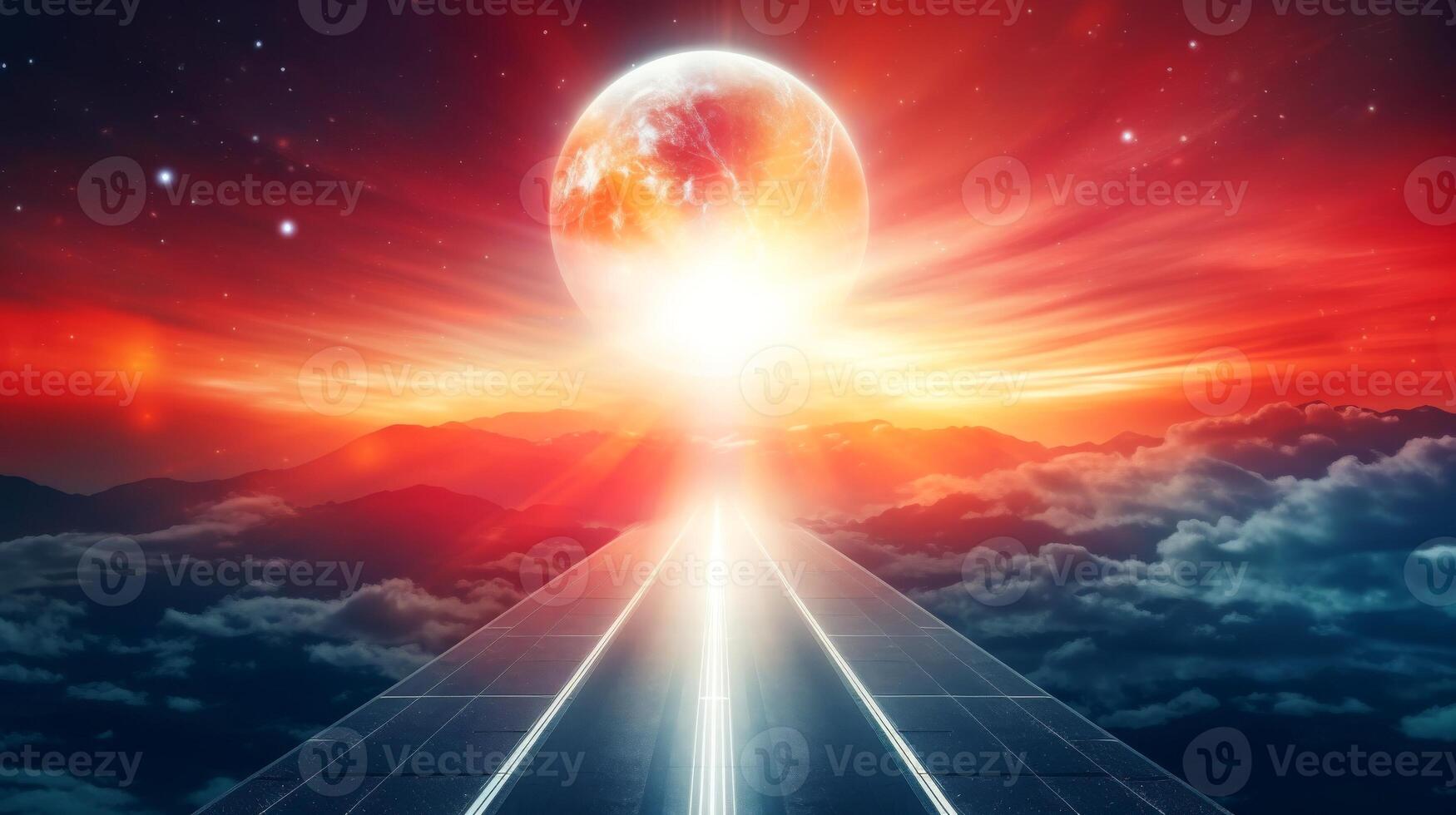 AI generated Empty pathway to the future wonderland background, Generative AI photo