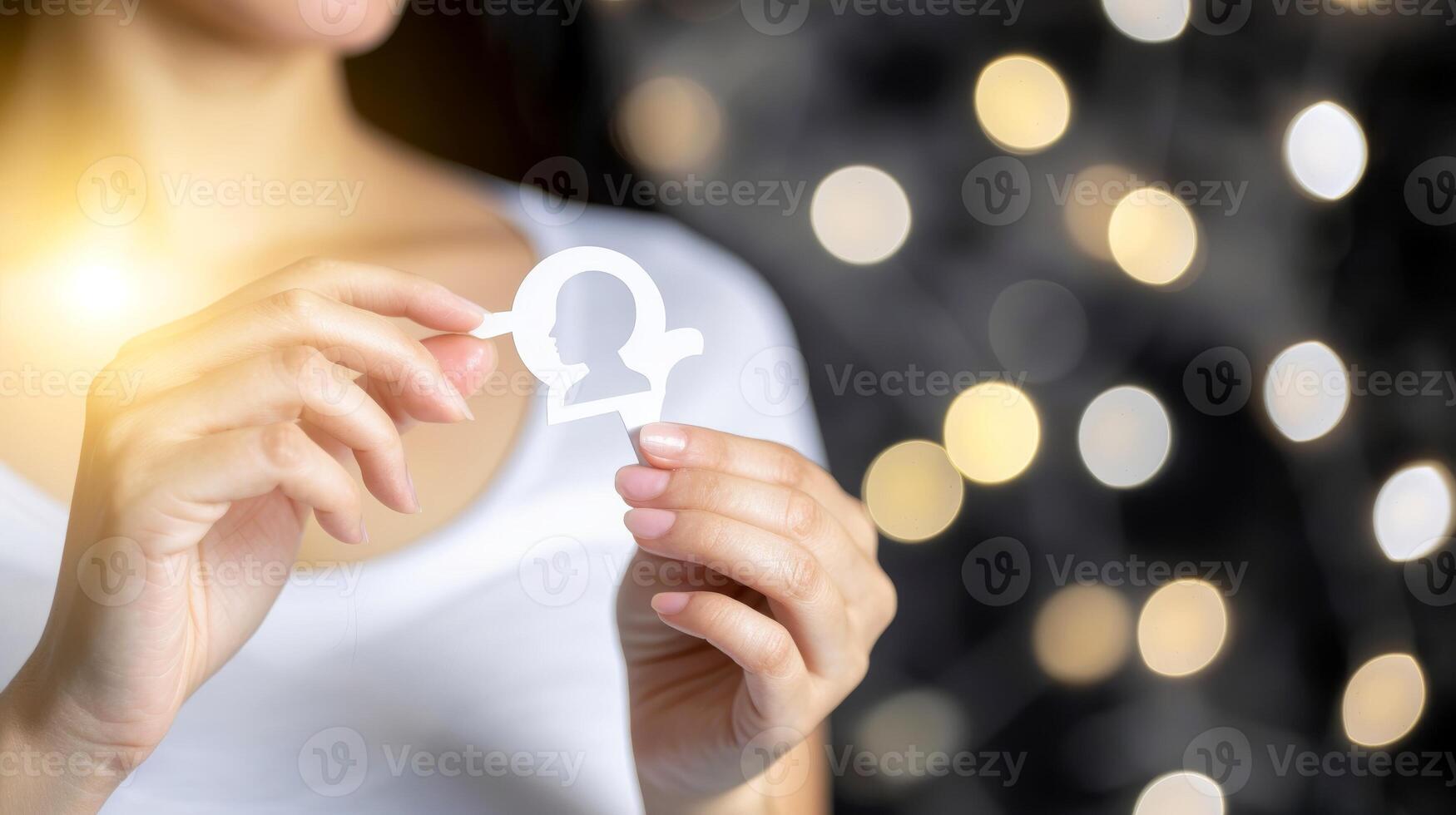 AI generated Close-up, Human is displaying the symbol for Women Day awareness, Generative AI photo