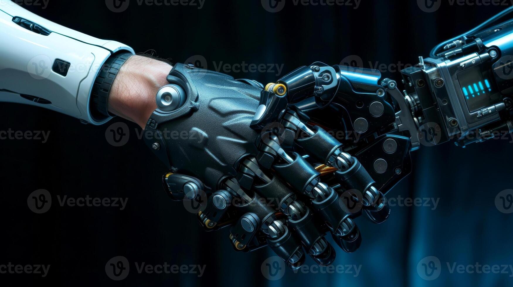 AI generated Robot handshake with robot, future business partnership concept, Generative AI photo