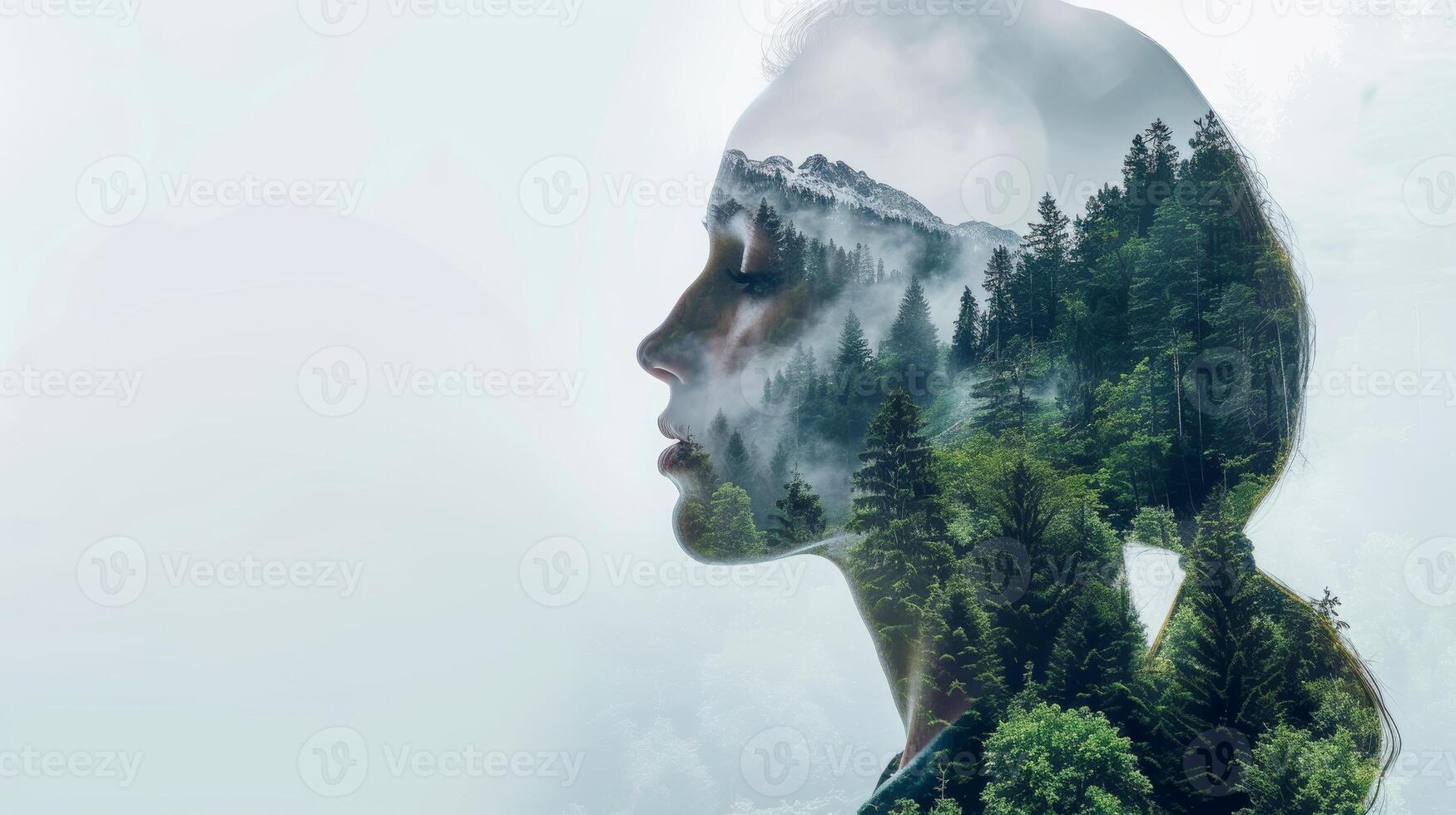 AI generated Creative portrait with abstract exposure, capturing the spiritual essence of the human face, Generative AI photo
