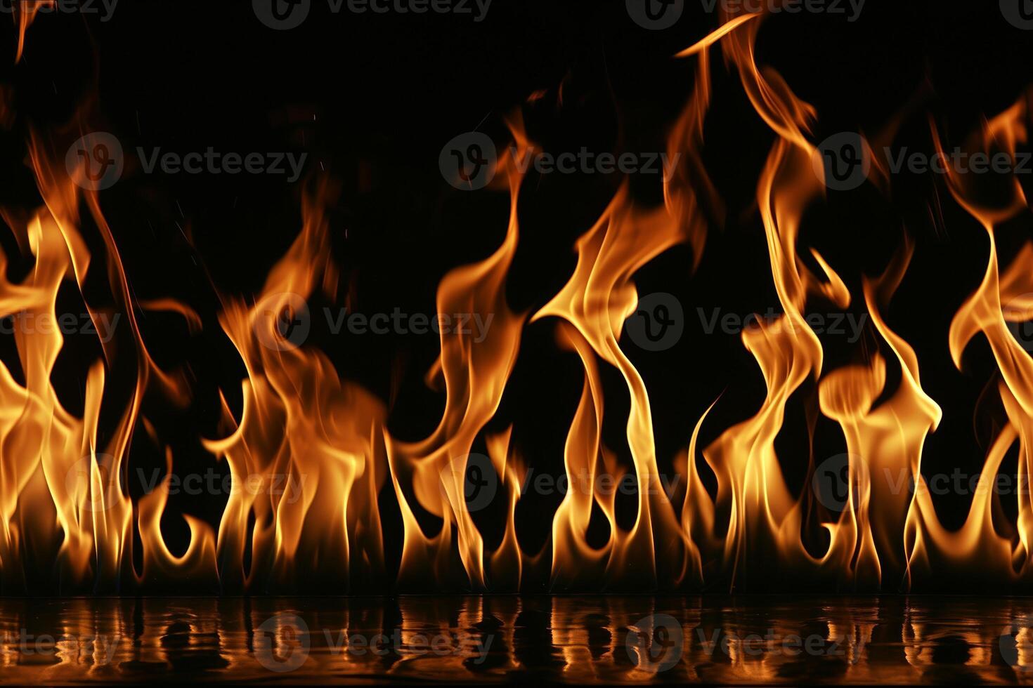 AI generated Close-up, Burning fire isolated on dark backdrop, seamless background, Generative AI photo