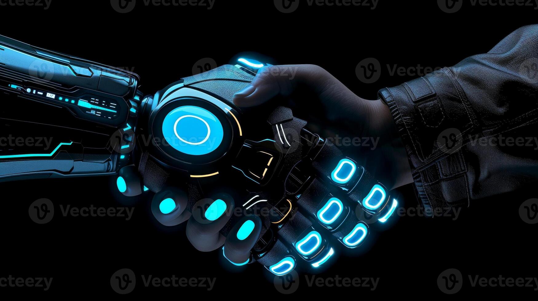 AI generated Robot handshake with robot, future business partnership concept, Generative AI photo
