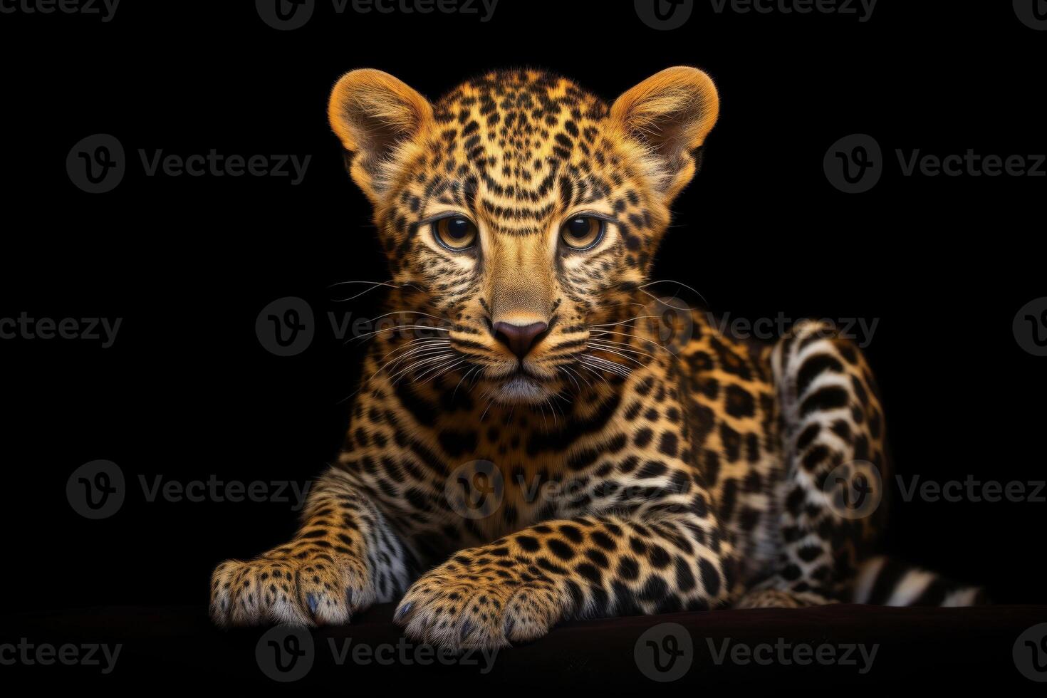 AI generated Close-up of a tiger cub looking directly ahead, Generative AI photo
