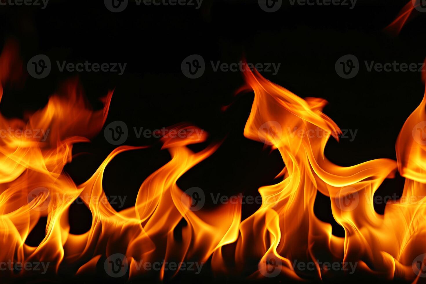 AI generated Close-up, Burning fire isolated on dark backdrop, seamless background, Generative AI photo