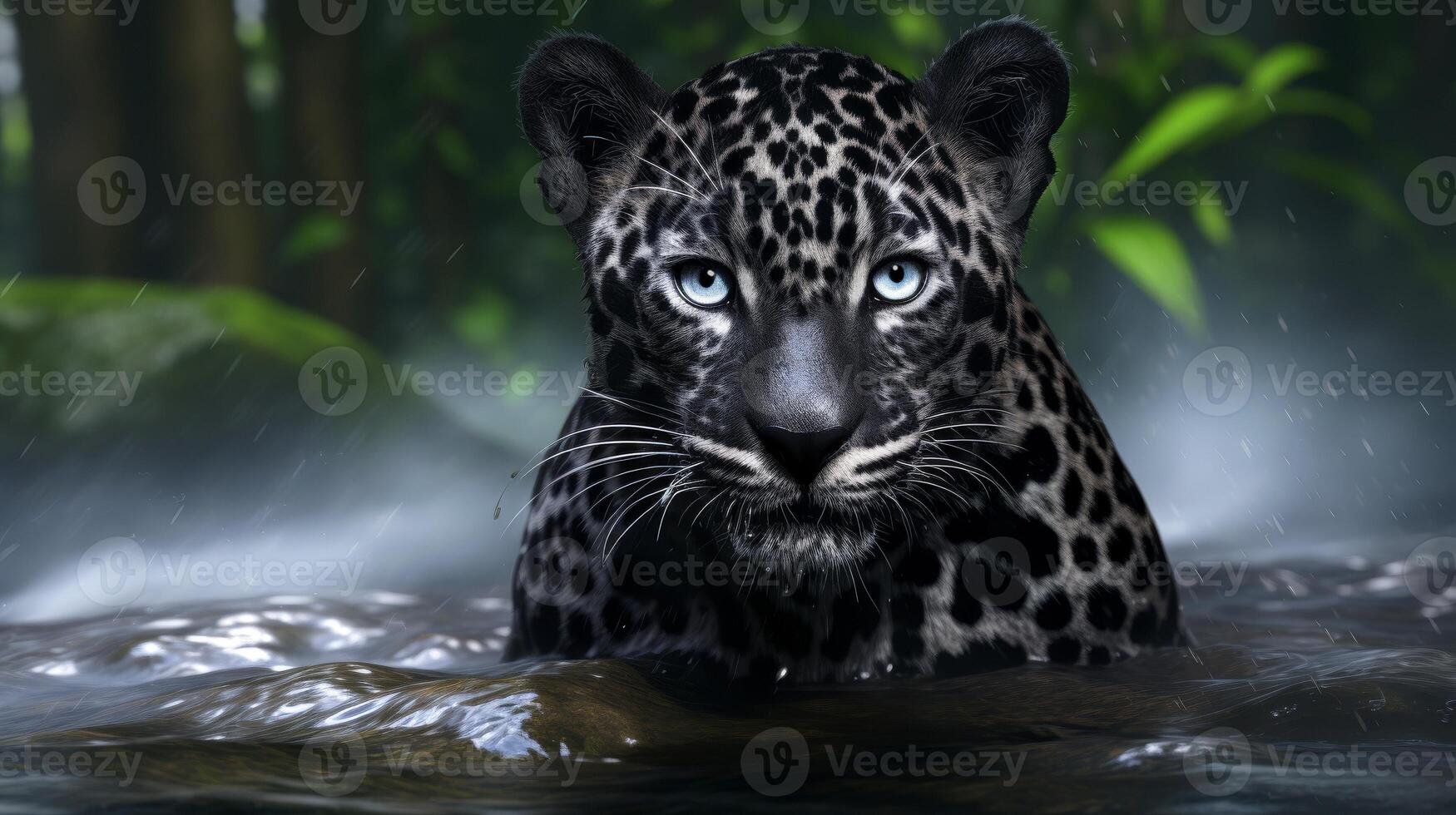 AI generated Close-up portrait of a tiger walking gracefully through river, Generative AI photo