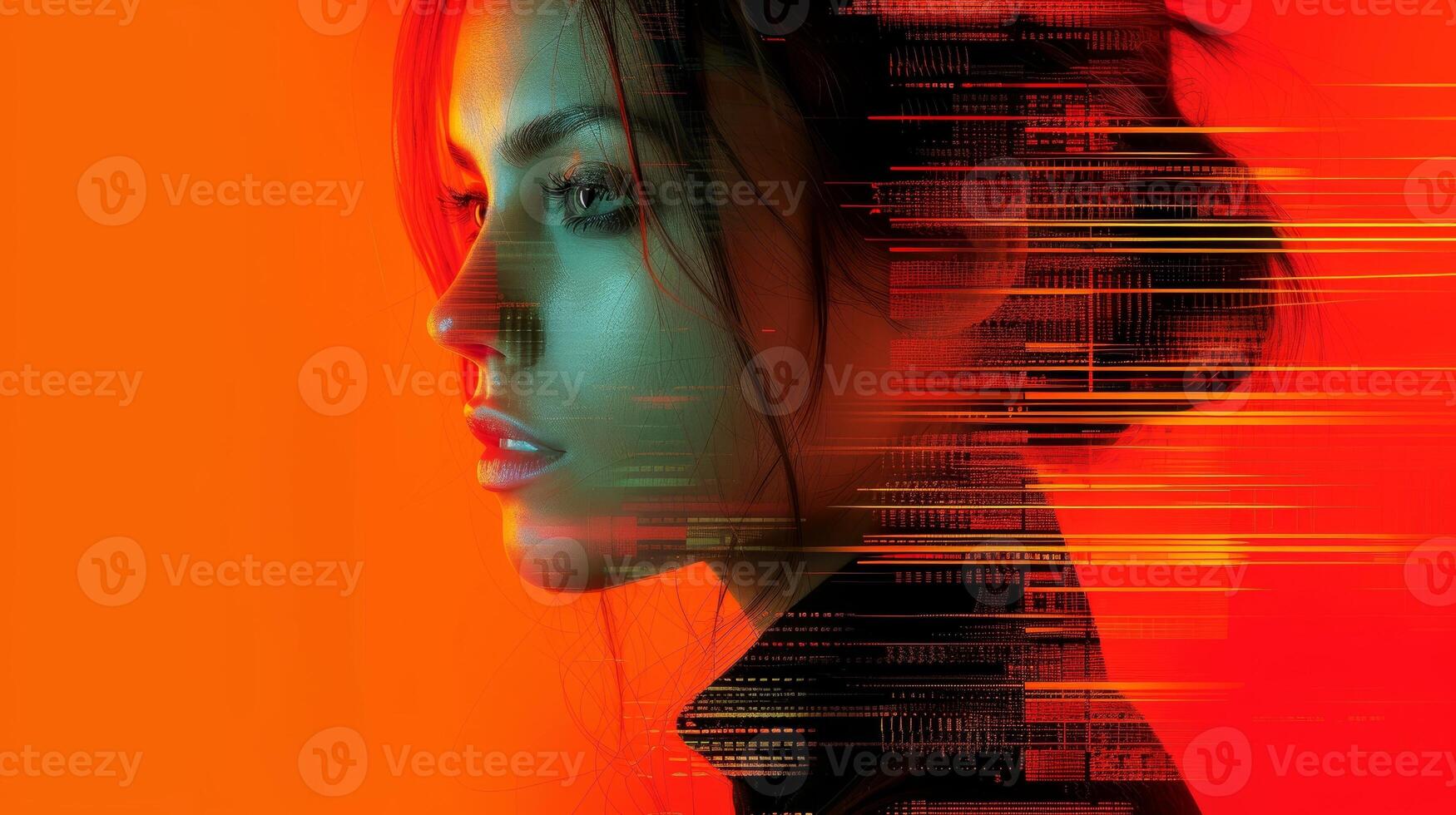 AI generated Creative portrait with abstract exposure, capturing the spiritual essence of the human face, Generative AI photo