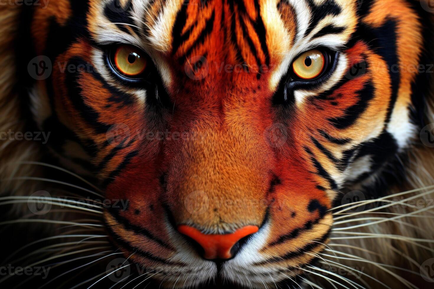 AI generated Close-up portrait of a tiger looking directly at the viewer, Generative AI photo