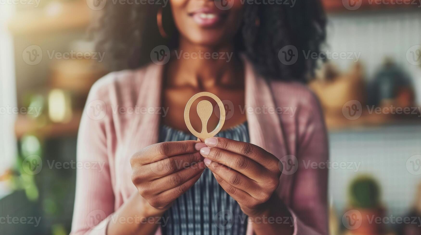 AI generated Close-up, Human is displaying the symbol for Women Day awareness, Generative AI photo