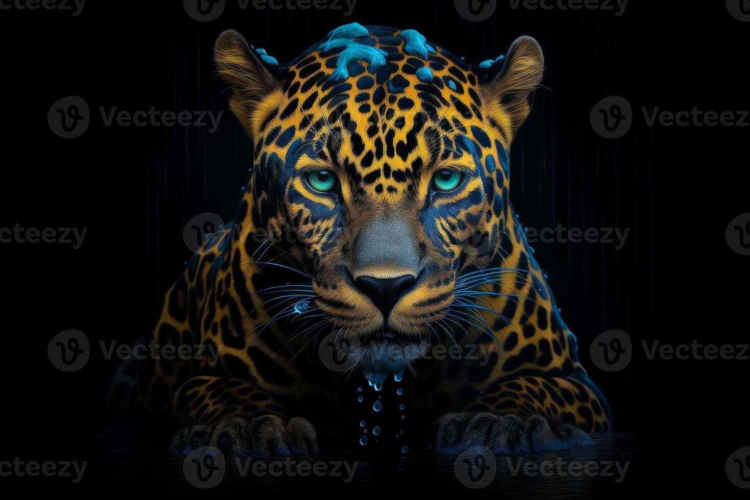 AI generated Close-up portrait of a tiger looking directly at the viewer, Generative AI photo