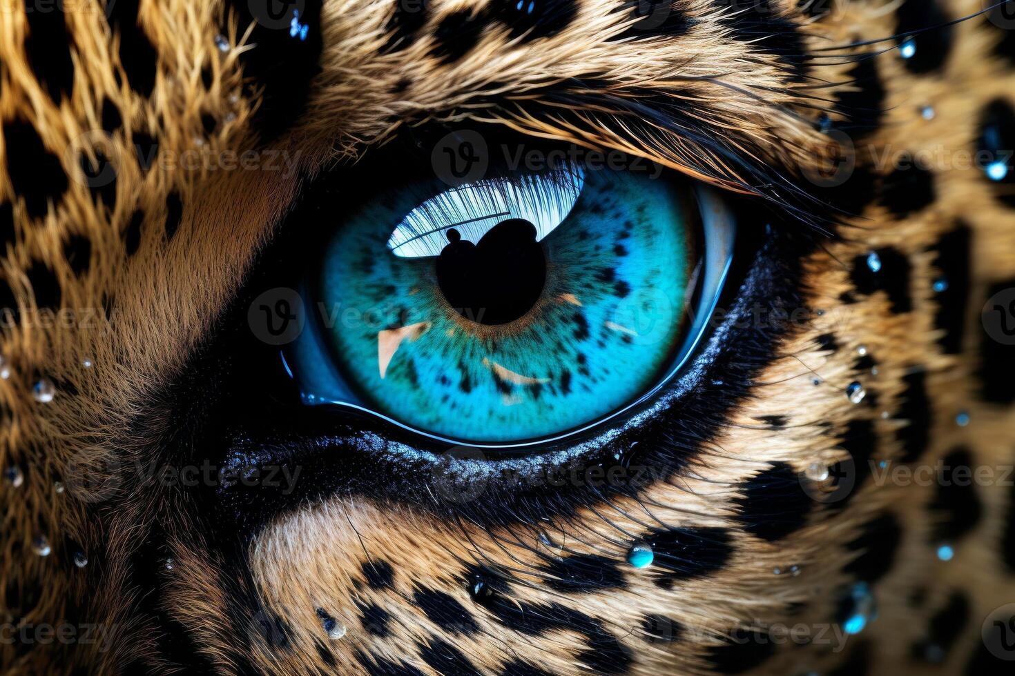 AI generated Close-up of a tiger eye staring directly forward, Generative AI photo