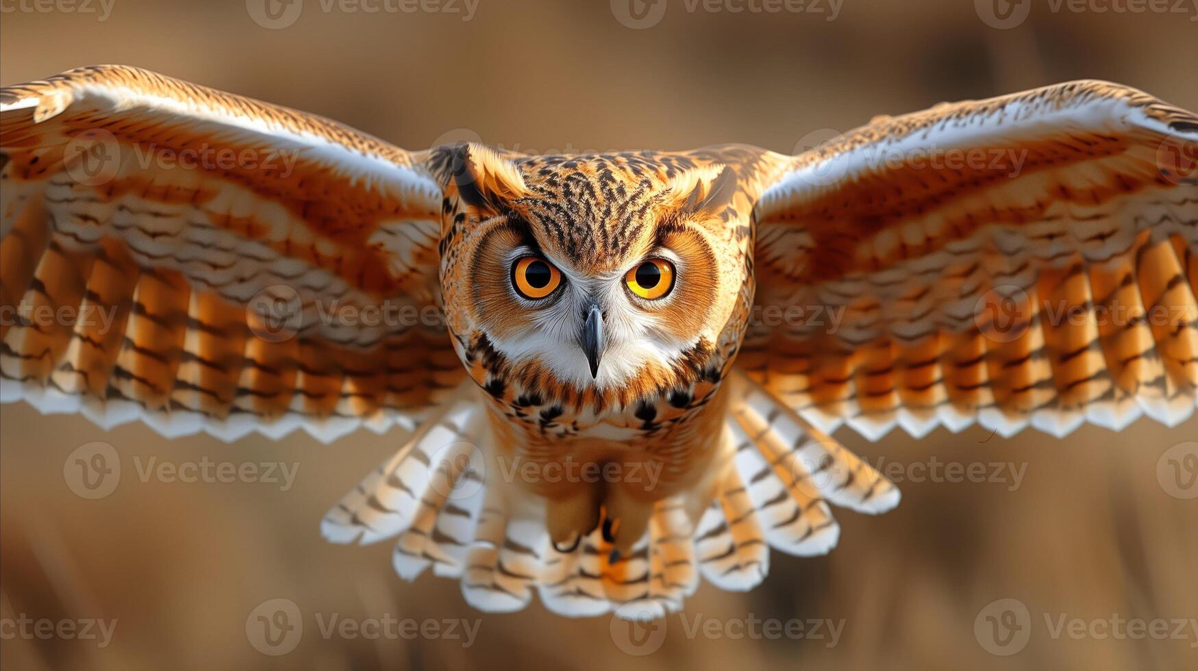 AI generated Close Up of Owl Flying in the Air photo