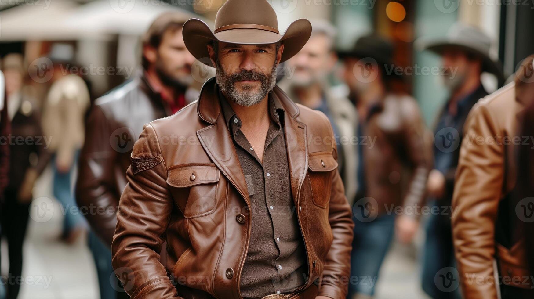 AI generated Cowboy in Urban Setting During Daytime photo