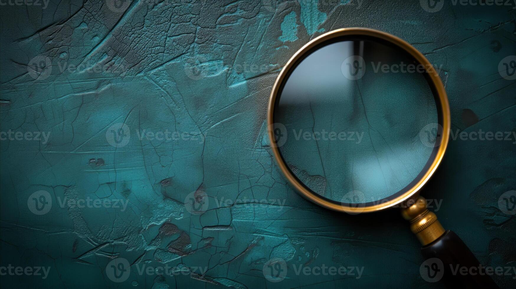 AI generated Magnifying glass on textured blue background for conceptual themes photo