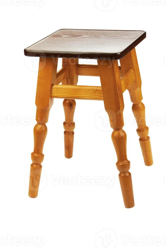Wooden stool on white photo