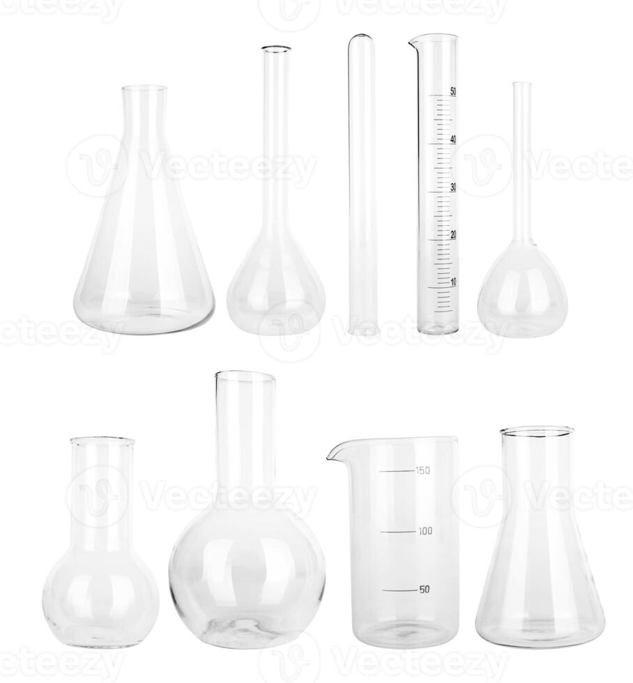 laboratory glassware on white photo