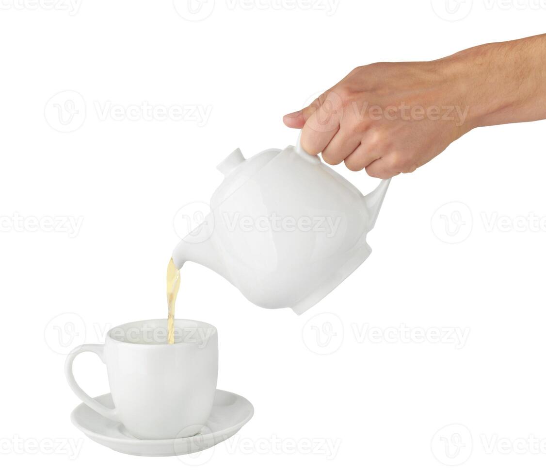 Teapot pouring tea photo