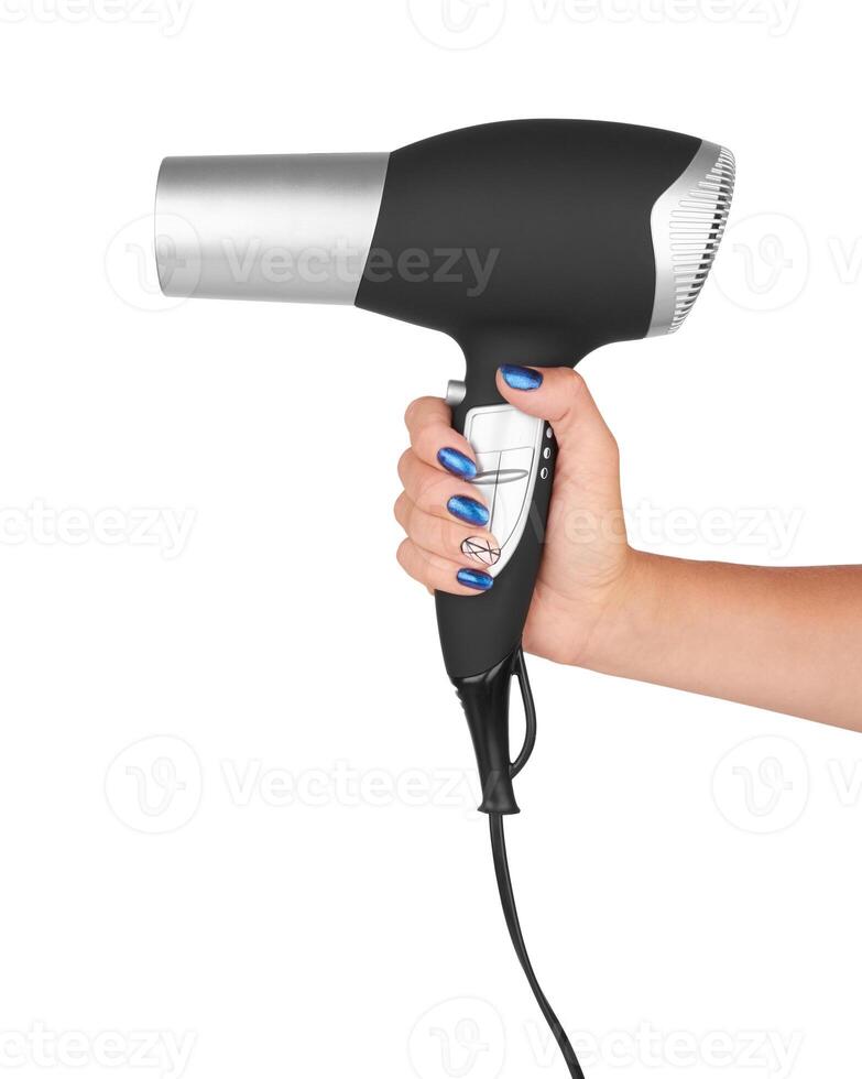 Hair dryer in hand photo