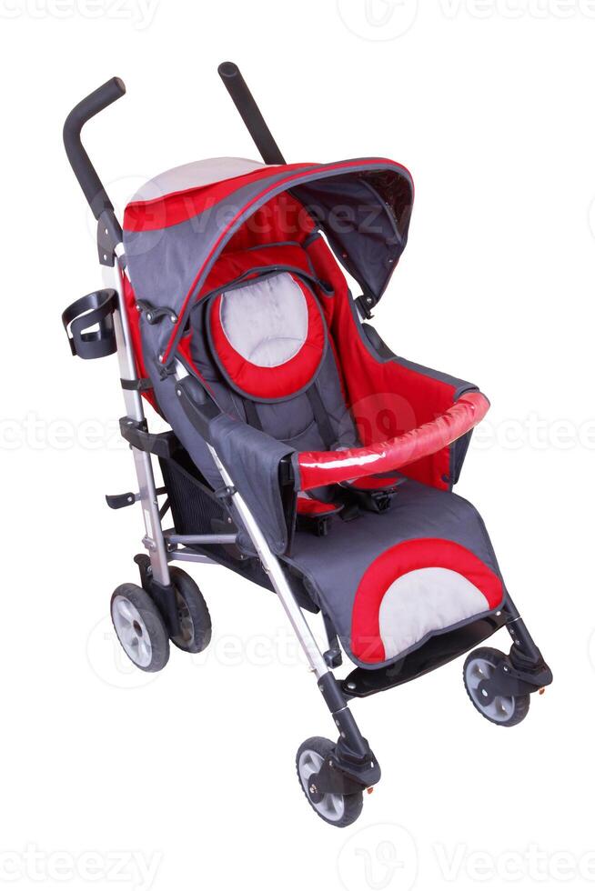 Baby carriage on white photo