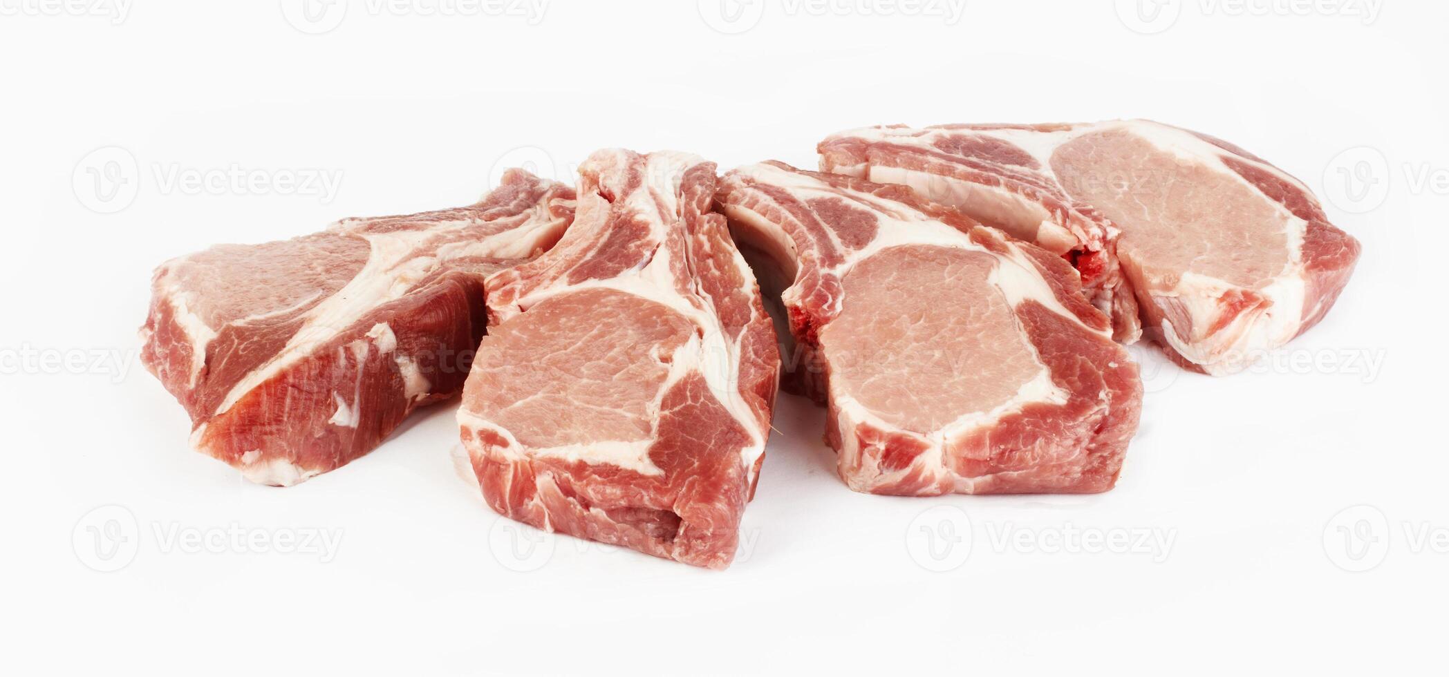 raw pork on white photo