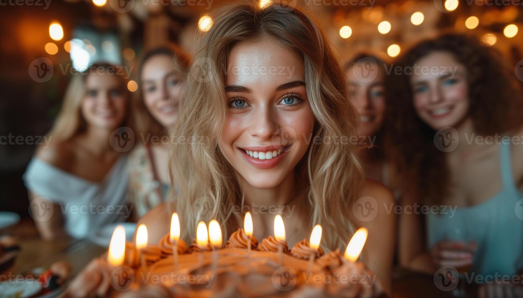 AI generated Sweet Celebration Friends Enjoying Chocolate Cake Together photo