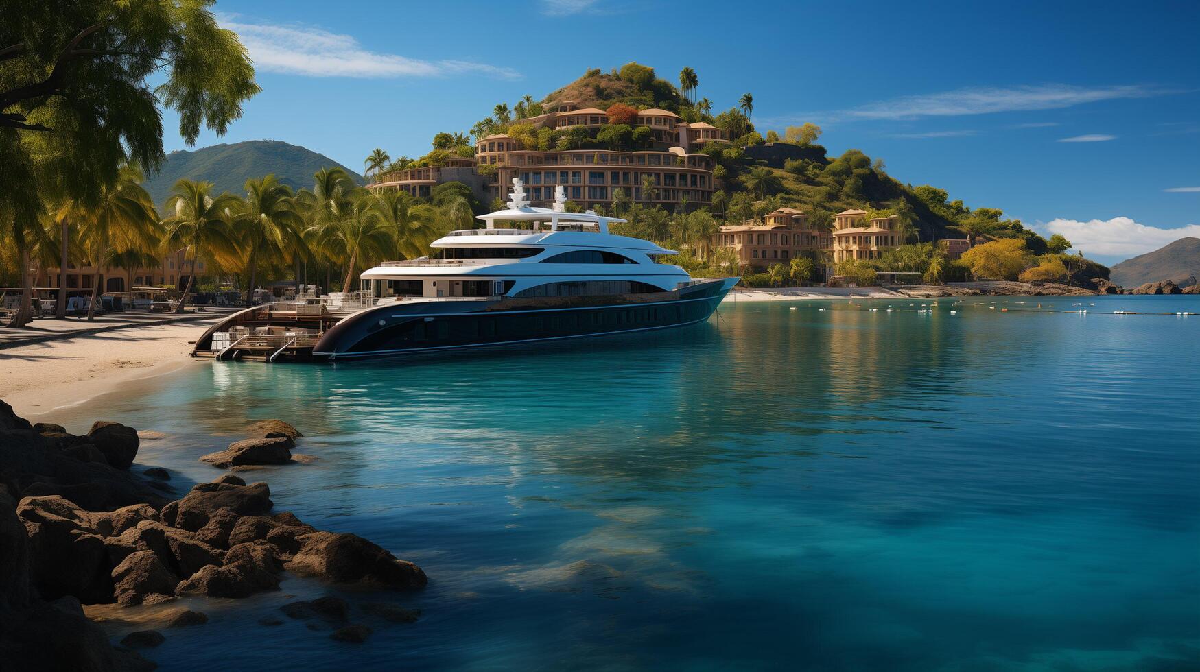 AI generated A Luxury Ship On The Caribbean Coast photo