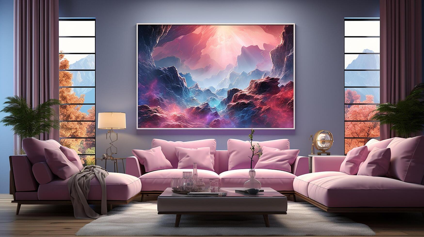 AI generated Beautiful galaxy picture, wall art style using sweet pastel colors, high contrast photo