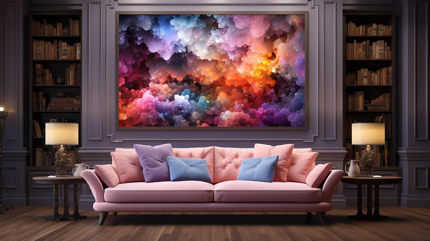 AI generated Beautiful galaxy picture, wall art style using sweet pastel colors, high contrast photo