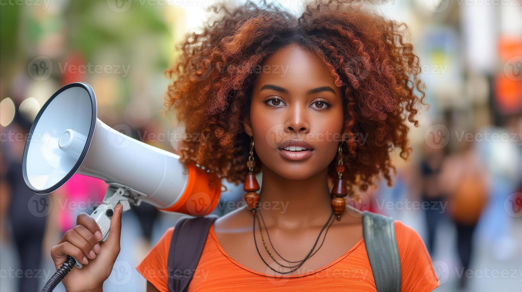AI generated Activist With Megaphone During Urban Demonstration photo