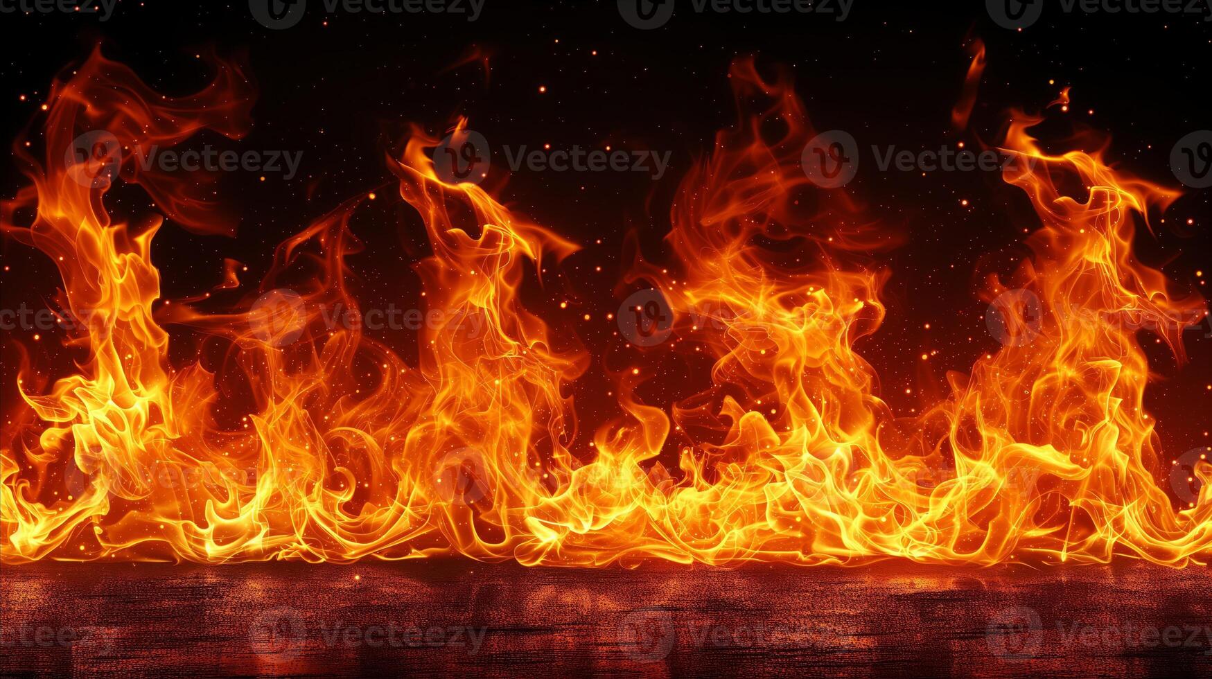 AI generated Intense flames dancing against a dark background in high resolution photo
