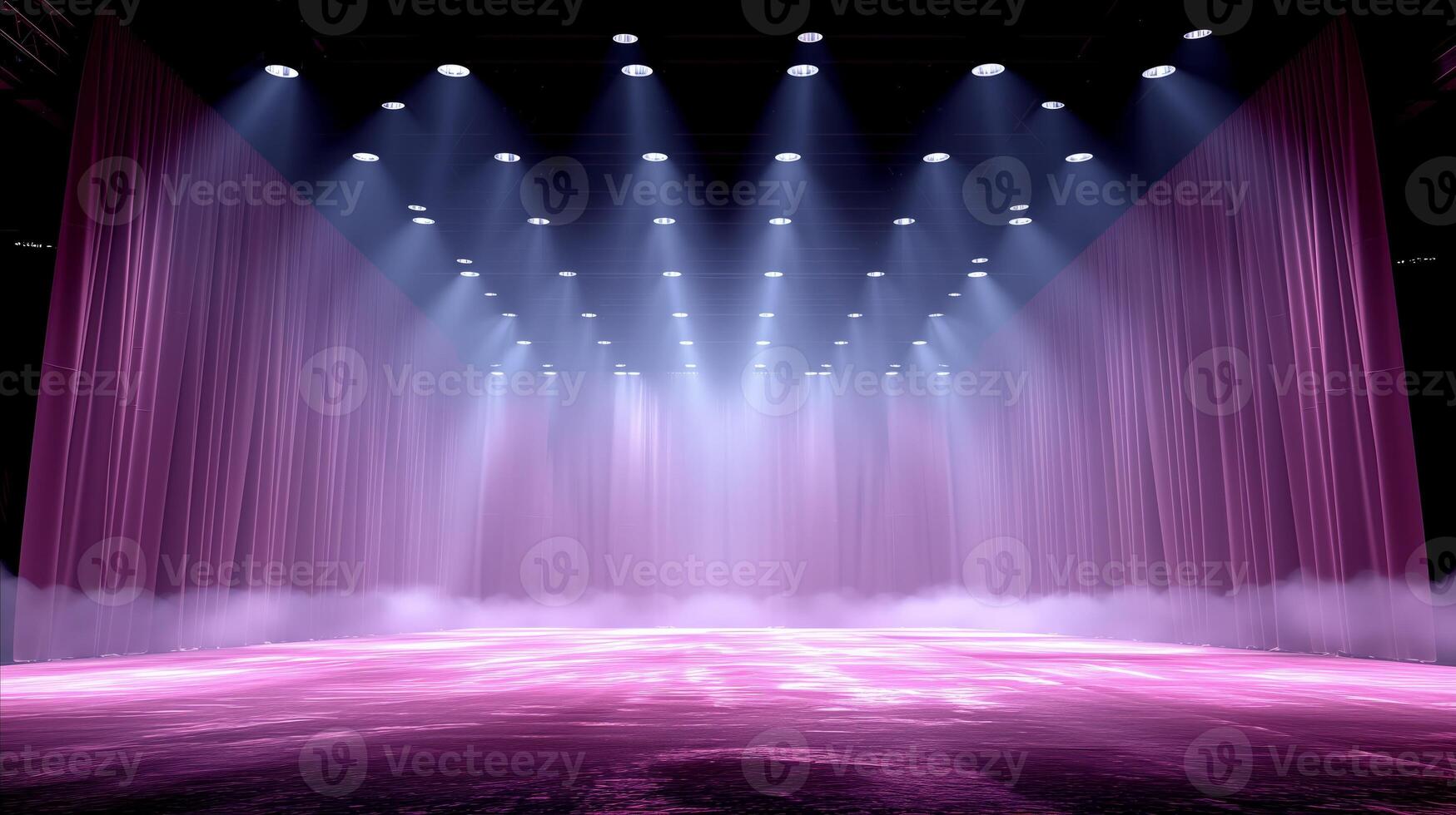 AI generated Illuminated Stage Under Spotlight for Nighttime Performance photo