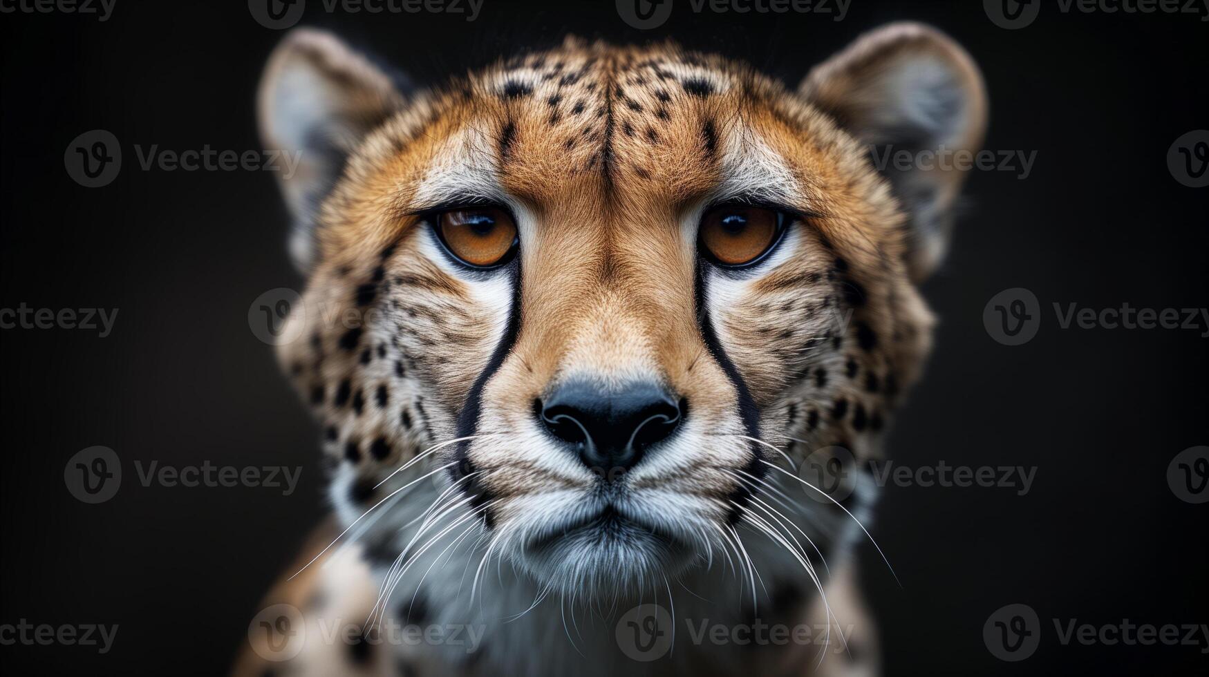 AI generated Close-Up Portrait of a Cheetah Against Dark Background photo