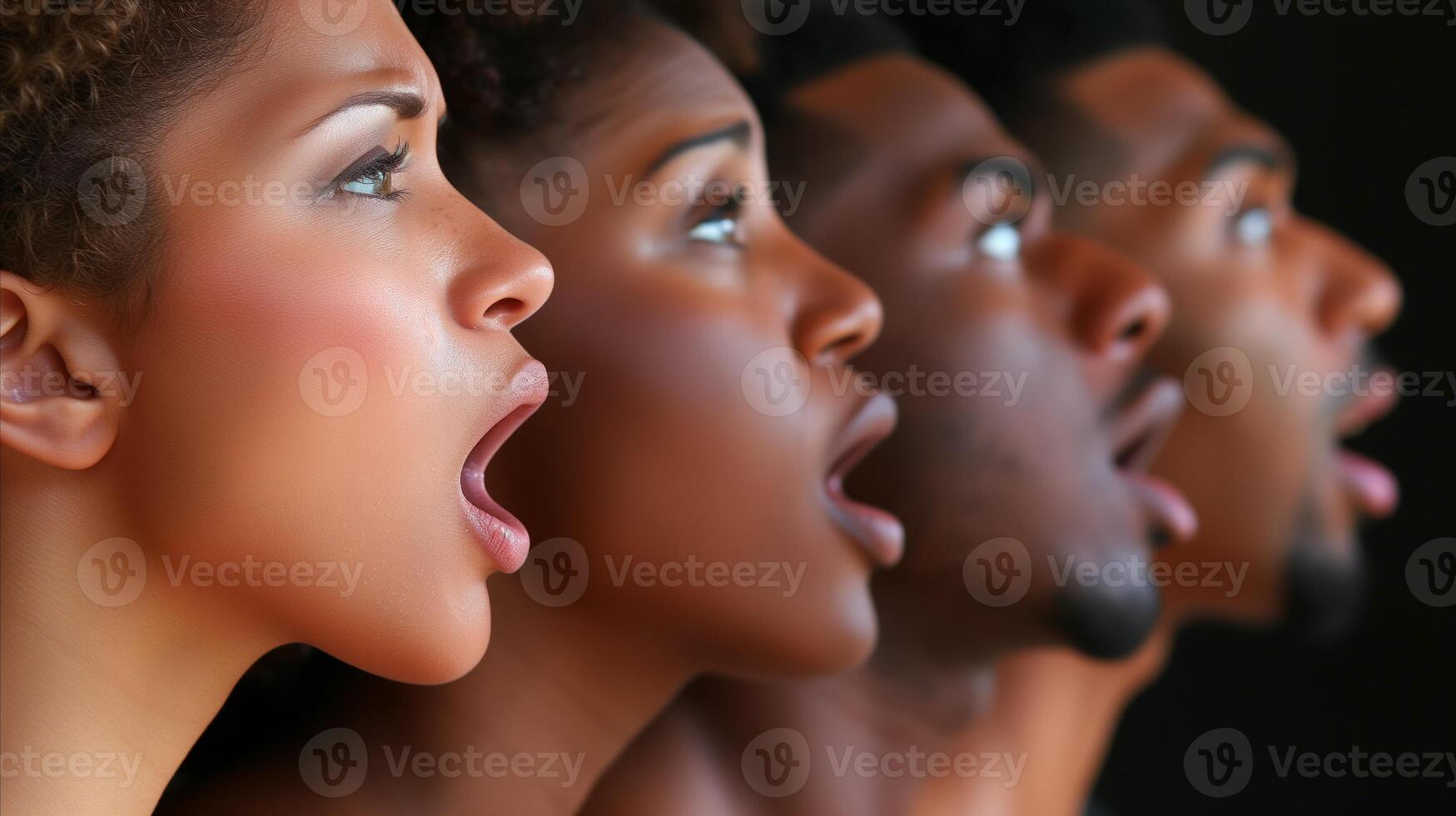 AI generated Group of People With Open Mouths photo