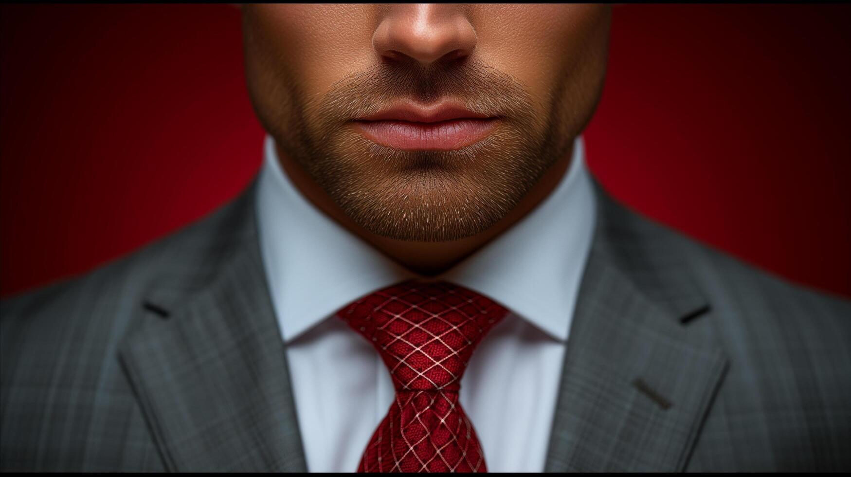 AI generated Professional businessman close-up with suit and red tie photo