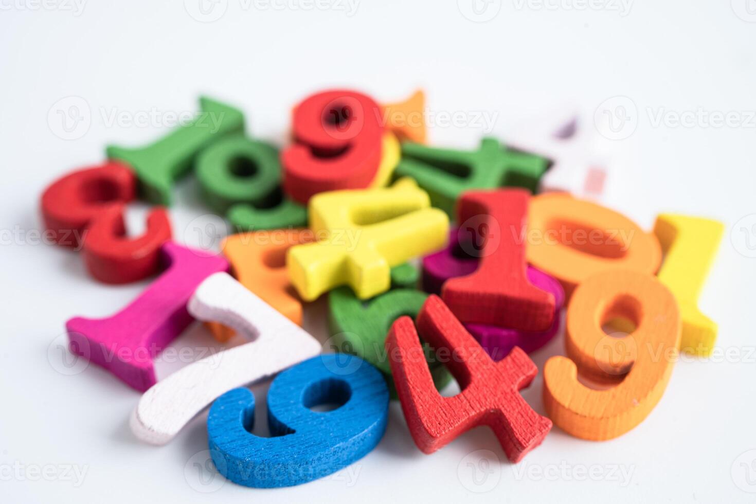 Math number colorful on white background, education study mathematics learning teach concept. photo