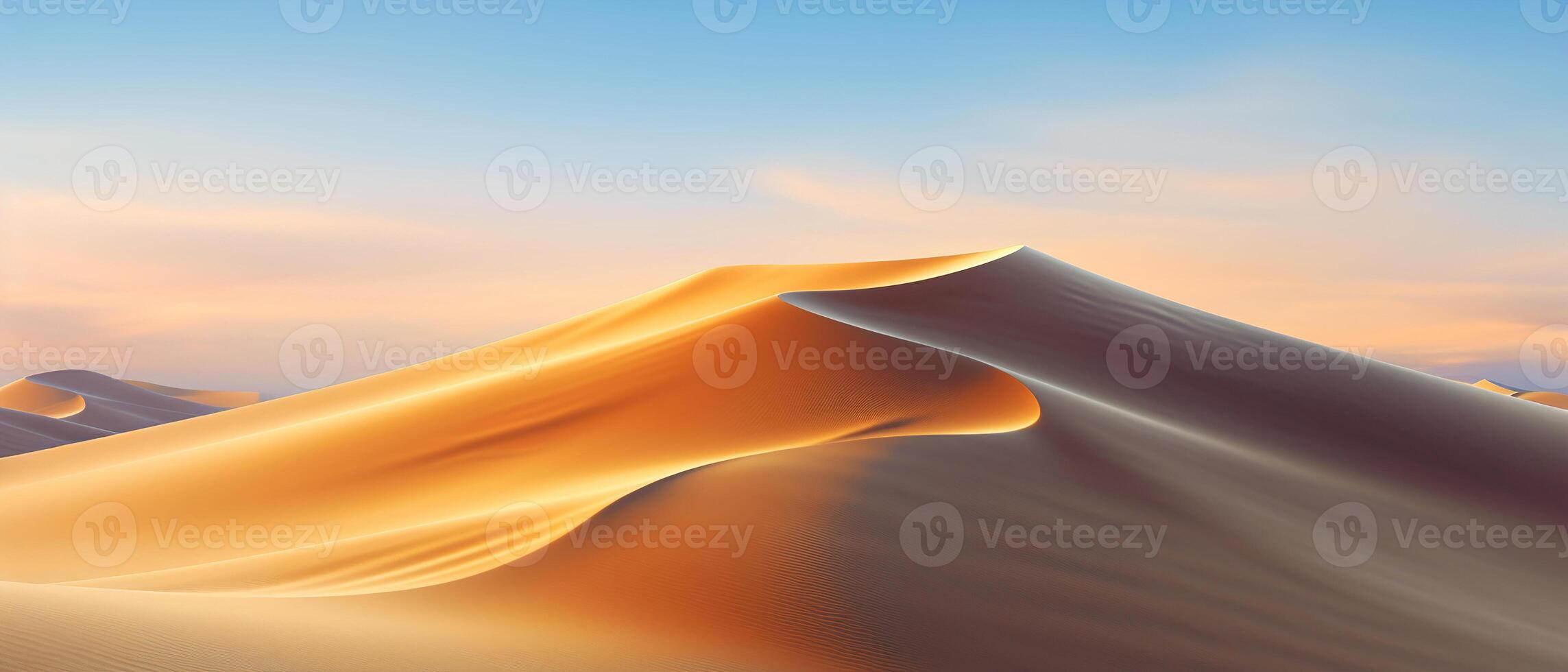 AI generated Desert, dunes of sand on a sunny day. Sahara nature banner photo