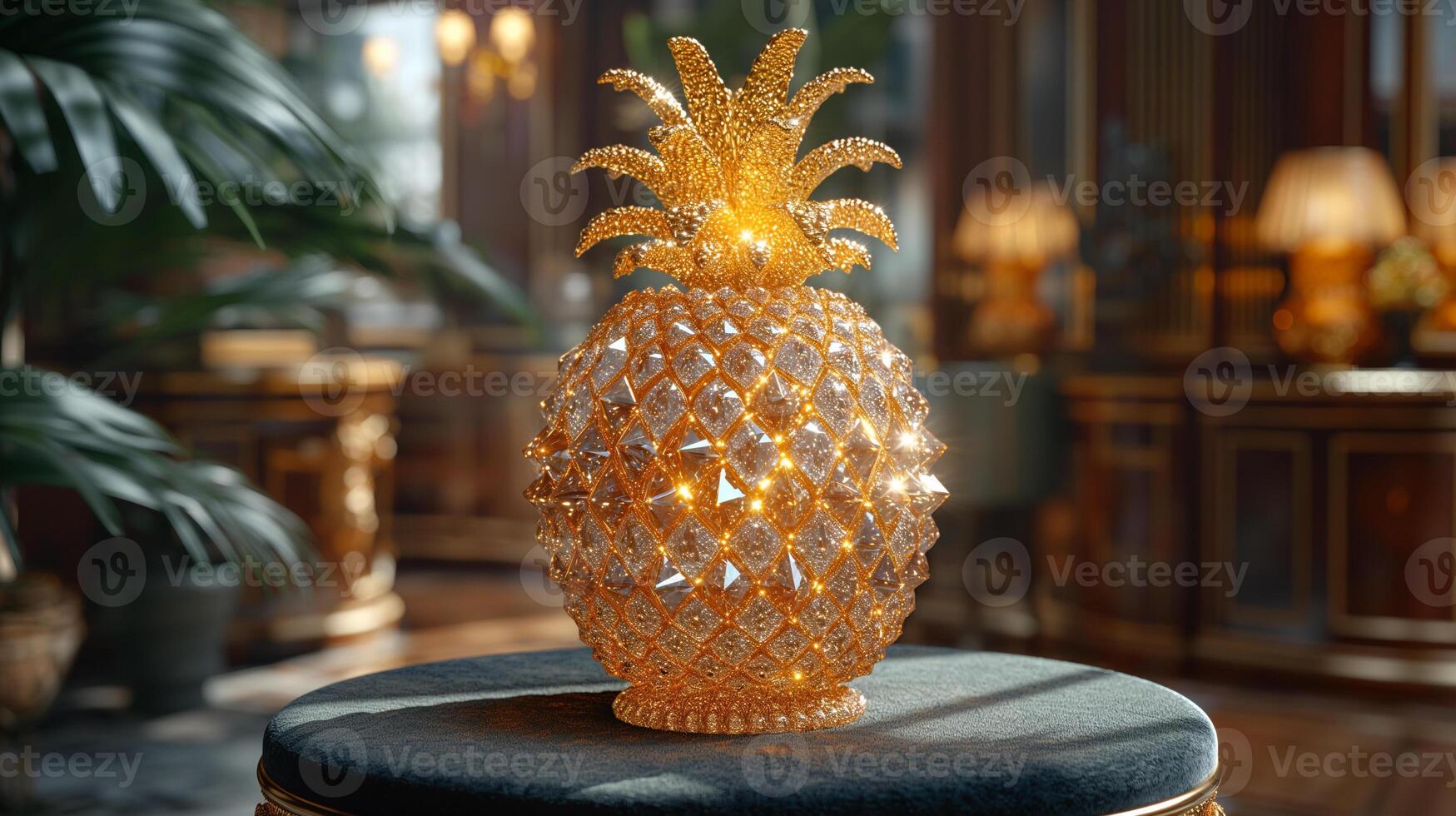 AI generated An artistic interpretation of a pineapple made entirely from diamonds photo